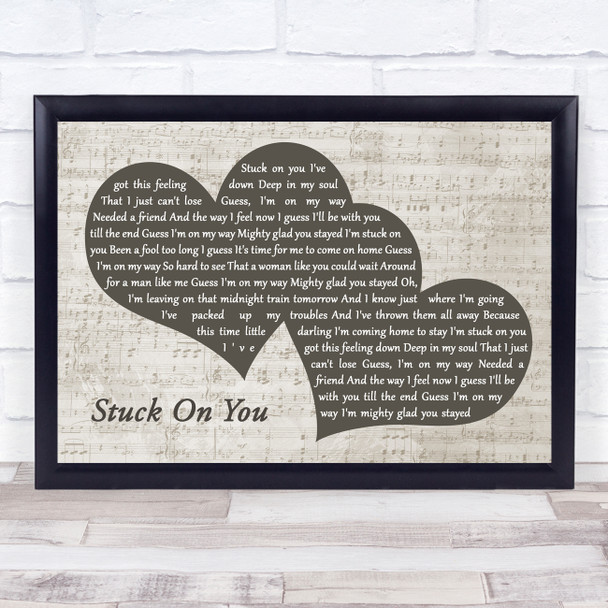 Lionel Richie Stuck On You Landscape Music Script Two Hearts Song Lyric Music Art Print