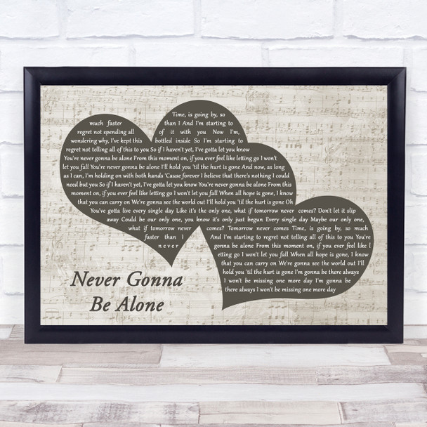 Nickelback Never Gonna Be Alone Landscape Music Script Two Hearts Song Lyric Music Art Print