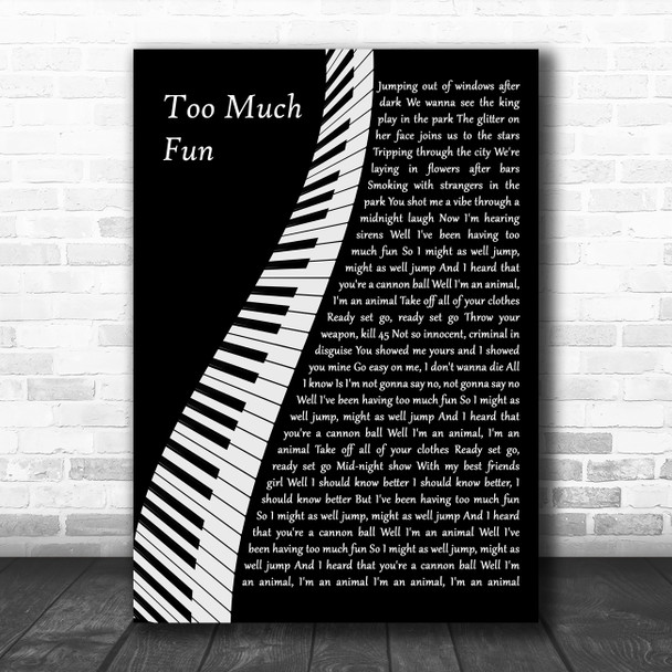 Sea Girls Too Much Fun Piano Song Lyric Music Art Print