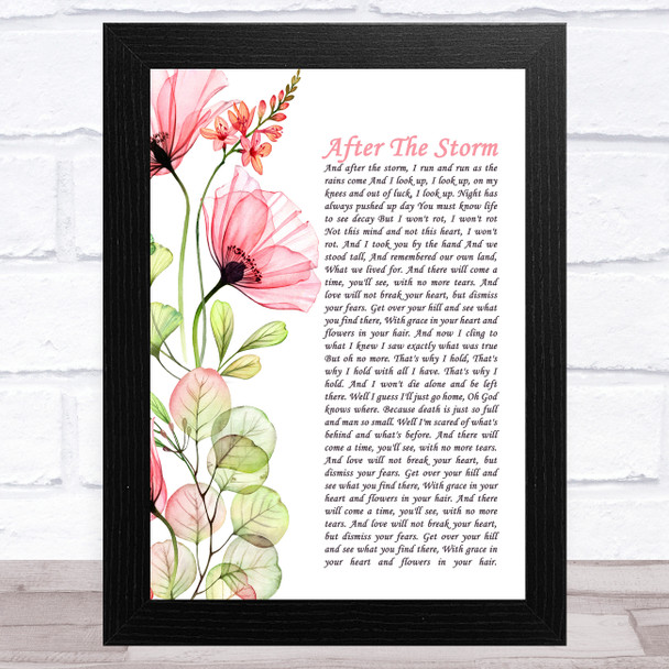Mumford & Sons After The Storm Floral Poppy Side Script Song Lyric Music Art Print