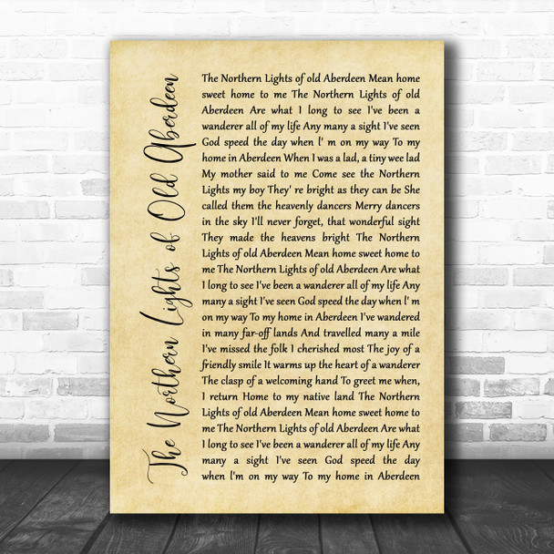The Alexander Brothers The Northern Lights of Old Aberdeen Rustic Script Song Lyric Music Art Print