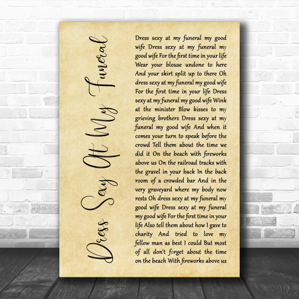 Smog Dress Sexy At My Funeral Rustic Script Song Lyric Music Art Print