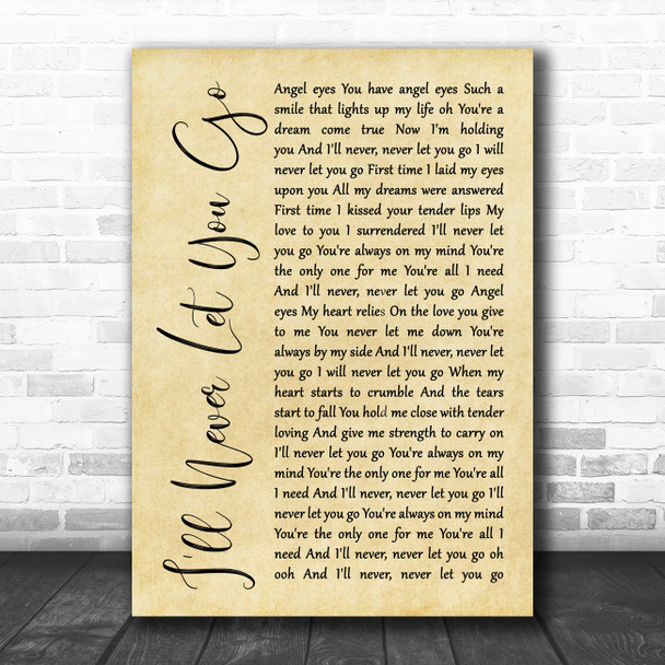 Steelheart I'll Never Let You Go Rustic Script Song Lyric Music Art Print