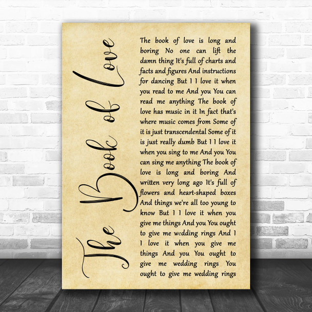 Peter Gabriel The Book of Love Rustic Script Song Lyric Music Art Print