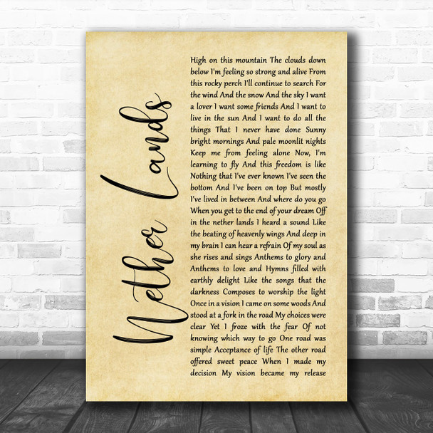 Dan Fogelberg Nether Lands Rustic Script Song Lyric Music Art Print