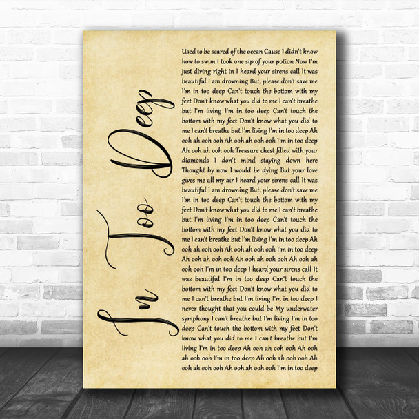 Why Don't We In Too Deep Rustic Script Song Lyric Music Art Print