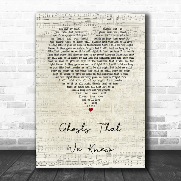 Mumford & Sons Ghosts That We Knew Script Heart Song Lyric Music Art Print