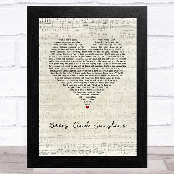 Darius Rucker Beers And Sunshine Script Heart Song Lyric Music Art Print