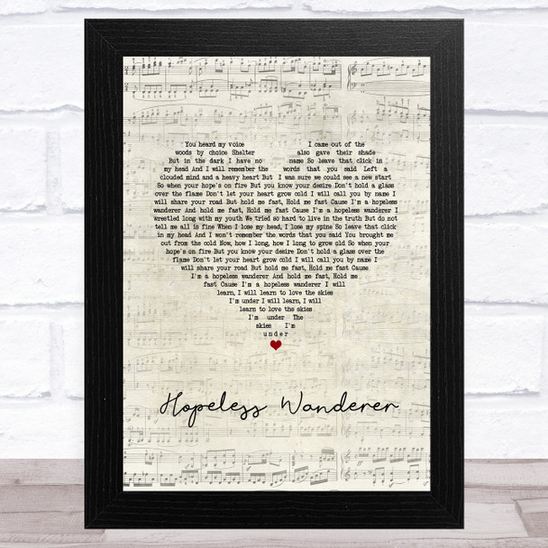 Mumford & Sons Hopeless Wanderer Script Heart Song Lyric Music Art Print