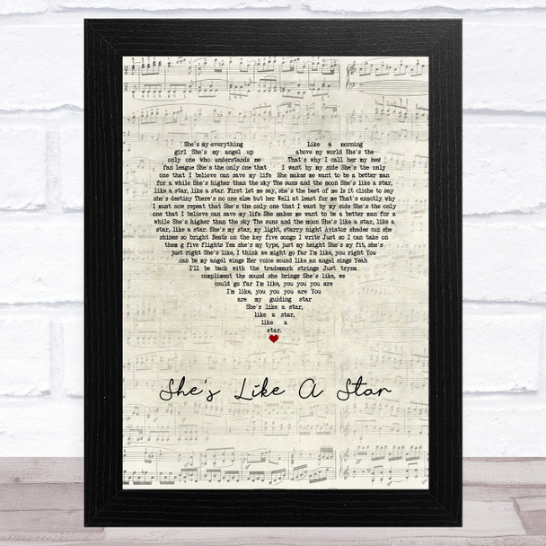 Taio Cruz She's Like A Star Script Heart Song Lyric Music Art Print