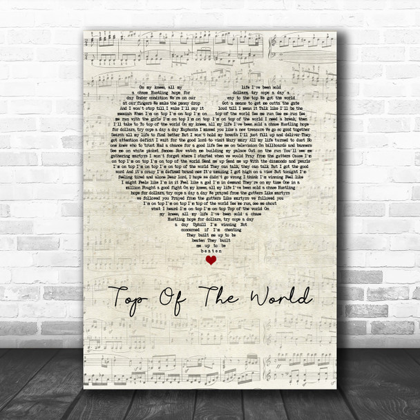 Kimbra Top Of The World Script Heart Song Lyric Music Art Print