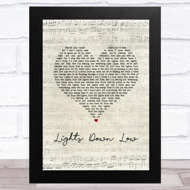 MAX Lights Down Low Script Heart Song Lyric Music Art Print