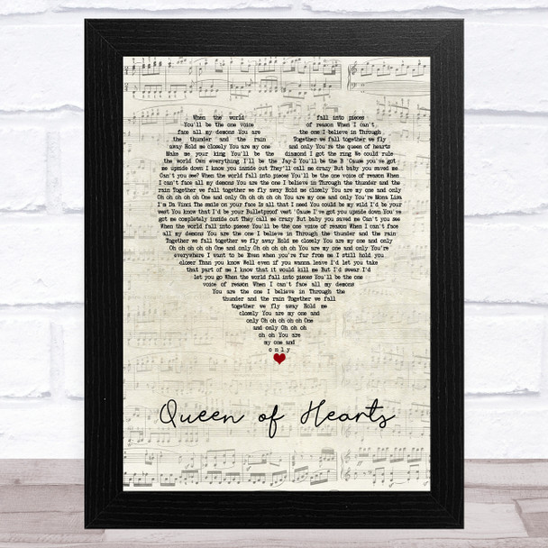 We The Kings Queen of Hearts Script Heart Song Lyric Music Art Print