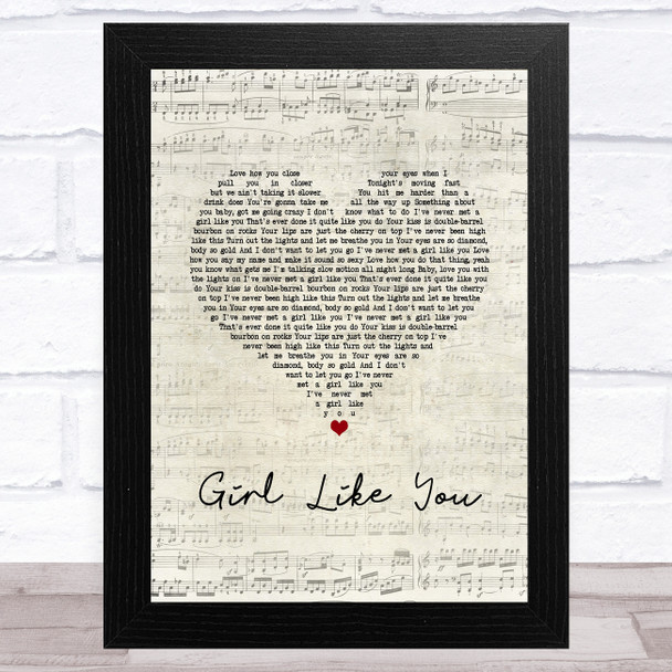 Jason Aldean Girl Like You Script Heart Song Lyric Music Art Print