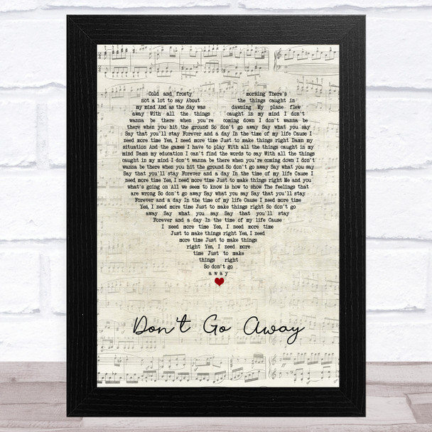 Oasis Don't Go Away Script Heart Song Lyric Music Art Print