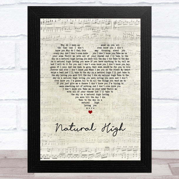 Bloodstone Natural High Script Heart Song Lyric Music Art Print