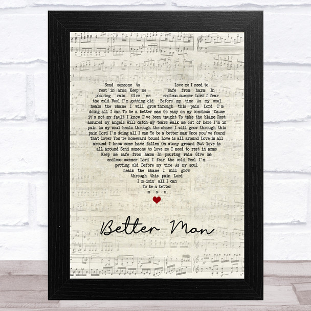 Robbie Williams Better Man Script Heart Song Lyric Music Art Print