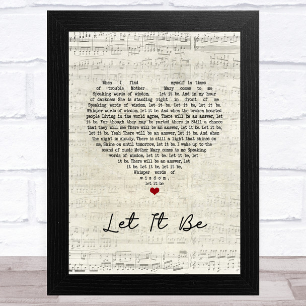 Paul McCartney Let It Be Script Heart Song Lyric Music Art Print