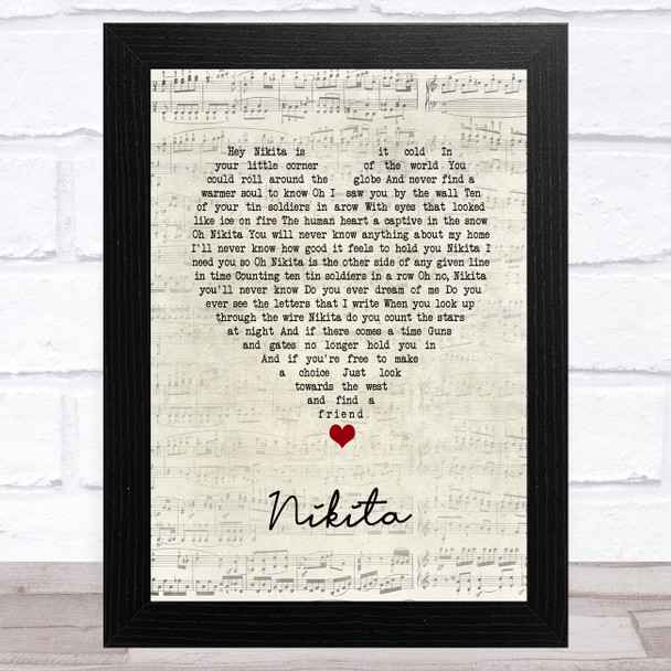 Elton John Nikita Script Heart Song Lyric Music Art Print