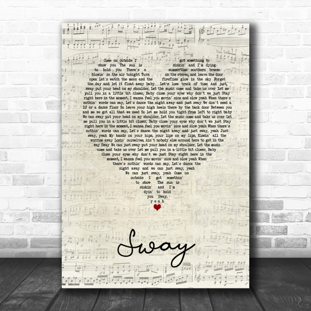 Dan + Shay Sway Script Heart Song Lyric Music Art Print