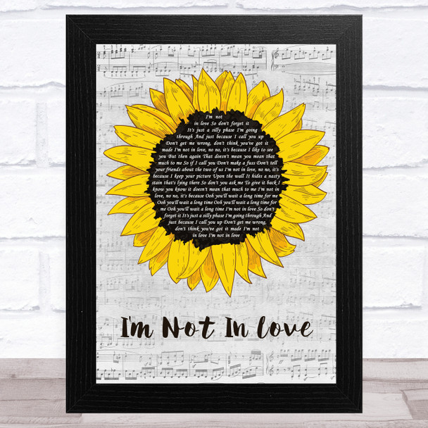 10cc I'm Not In Love Grey Script Sunflower Song Lyric Music Art Print