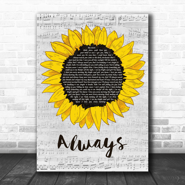 The Snuts Always Grey Script Sunflower Song Lyric Music Art Print