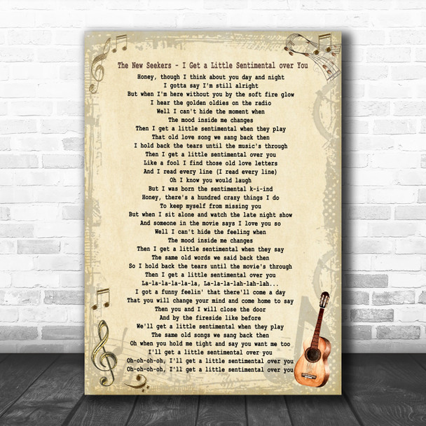 The New Seekers I Get a Little Sentimental over You Vintage Guitar Song Lyric Music Art Print
