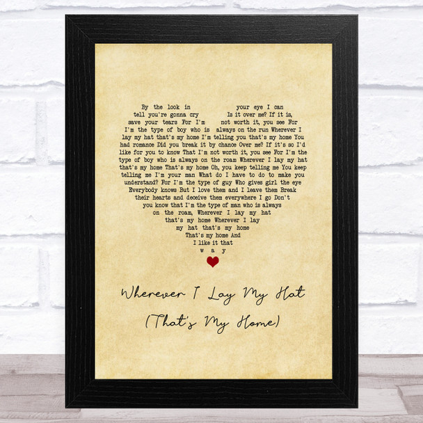 Paul Young Wherever I Lay My Hat (That's My Home) Vintage Heart Song Lyric Music Art Print