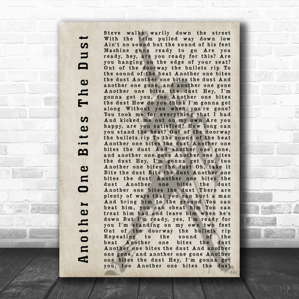 Queen Another One Bites The Dust Freddie Mercury Silhouette Song Lyric Music Wall Art Print