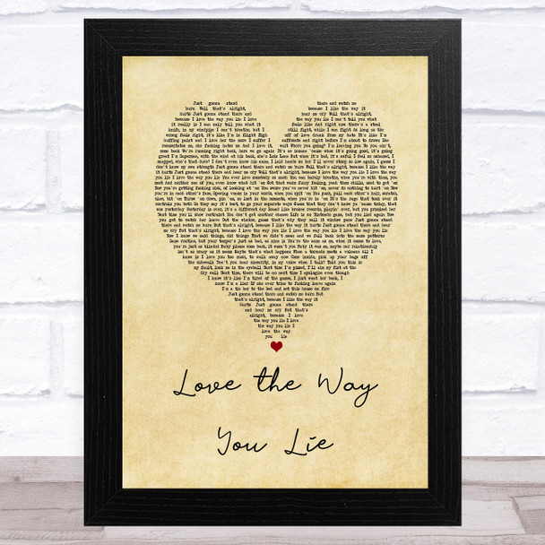 Eminem Love the Way You Lie Vintage Heart Song Lyric Music Art Print