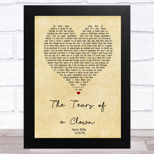 The Miracles The Tears of a Clown Vintage Heart Song Lyric Music Art Print