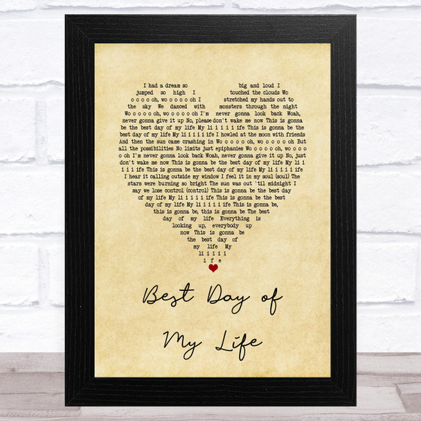 American Authors Best Day of My Life Vintage Heart Song Lyric Music Art Print