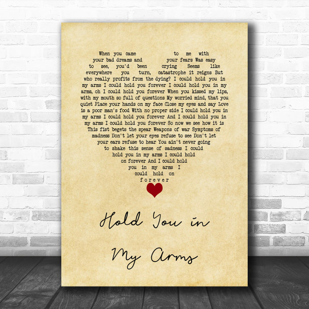 Ray LaMontagne Hold You in My Arms Vintage Heart Song Lyric Music Art Print