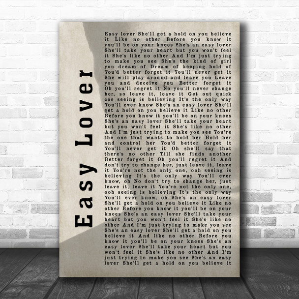 Phil Collins Easy Lover Shadow Song Lyric Music Wall Art Print