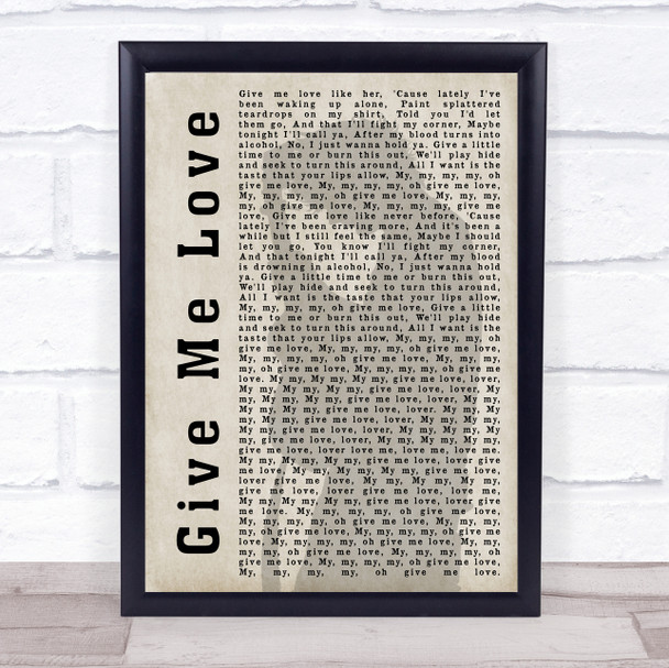 Ed Sheeran Give Me Love Shadow Song Lyric Music Wall Art Print