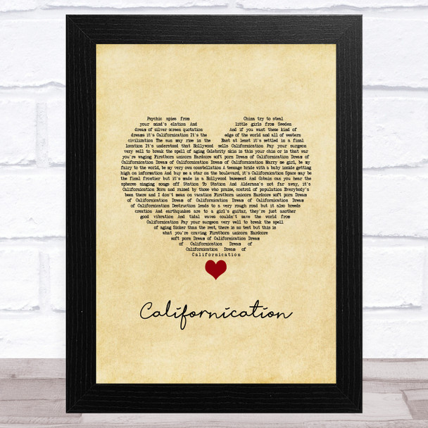 Red Hot Chili Peppers Californication Vintage Heart Song Lyric Music Art Print