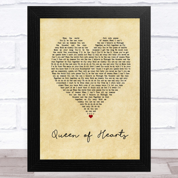 We The Kings Queen of Hearts Vintage Heart Song Lyric Music Art Print