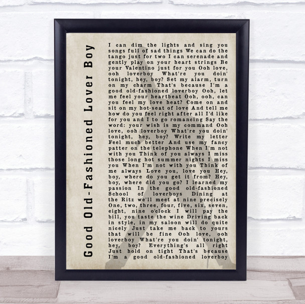 Queen Good Old-Fashioned Lover Boy Freddie Mercury Shadow Song Lyric Music Wall Art Print