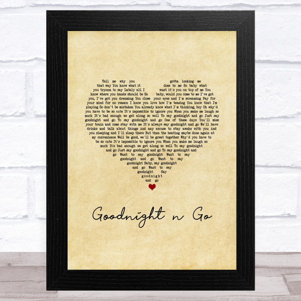 Ariana Grande Goodnight n Go Vintage Heart Song Lyric Music Art Print