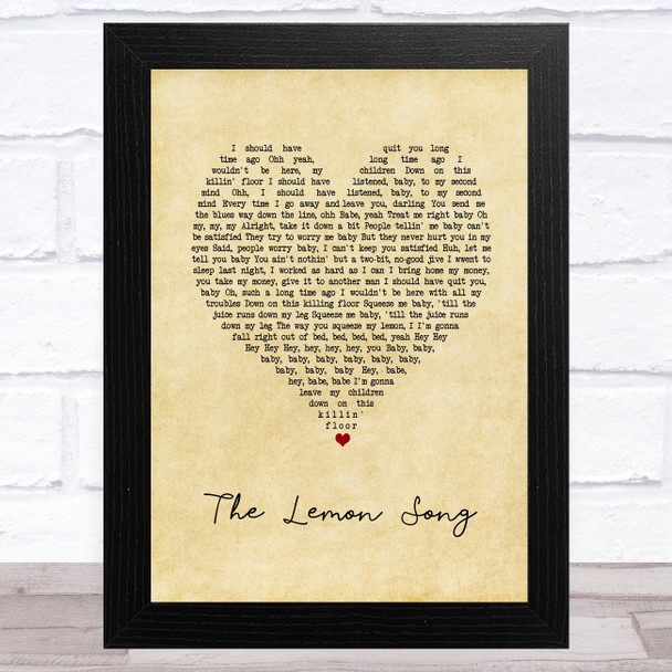 Led Zeppelin The Lemon Song Vintage Heart Song Lyric Music Art Print