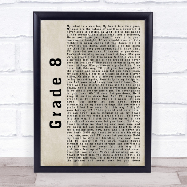 Ed Sheeran Grade 8 Shadow Song Lyric Music Wall Art Print