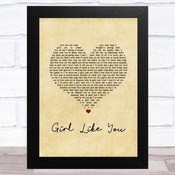 Jason Aldean Girl Like You Vintage Heart Song Lyric Music Art Print