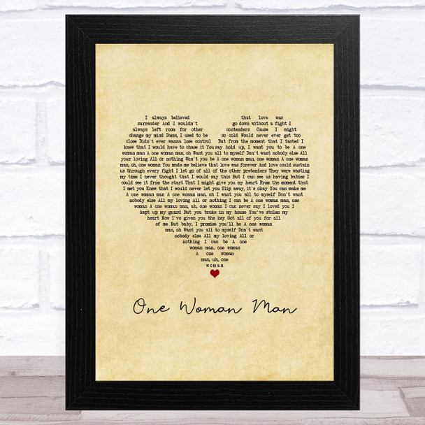 John Legend One Woman Man Vintage Heart Song Lyric Music Art Print