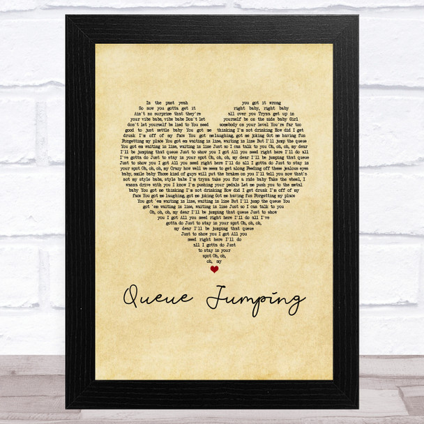 Plan B Queue Jumping Vintage Heart Song Lyric Music Art Print