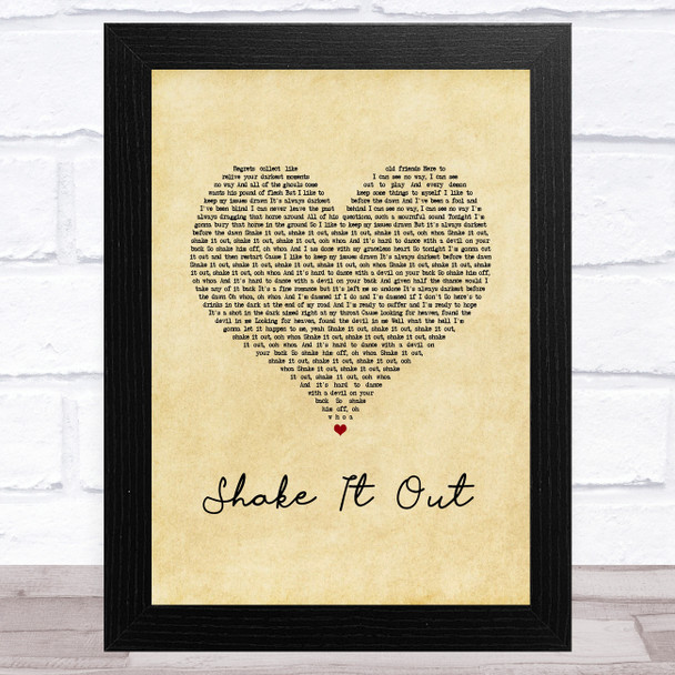 Florence + The Machine Shake It Out Vintage Heart Song Lyric Music Art Print