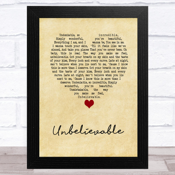 Josh Gracin Unbelievable Vintage Heart Song Lyric Music Art Print