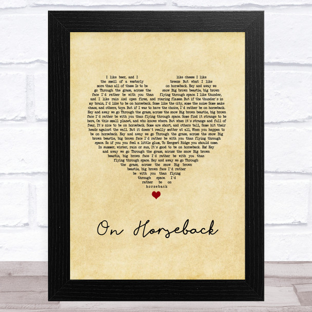 Mike Oldfield On Horseback Vintage Heart Song Lyric Music Art Print