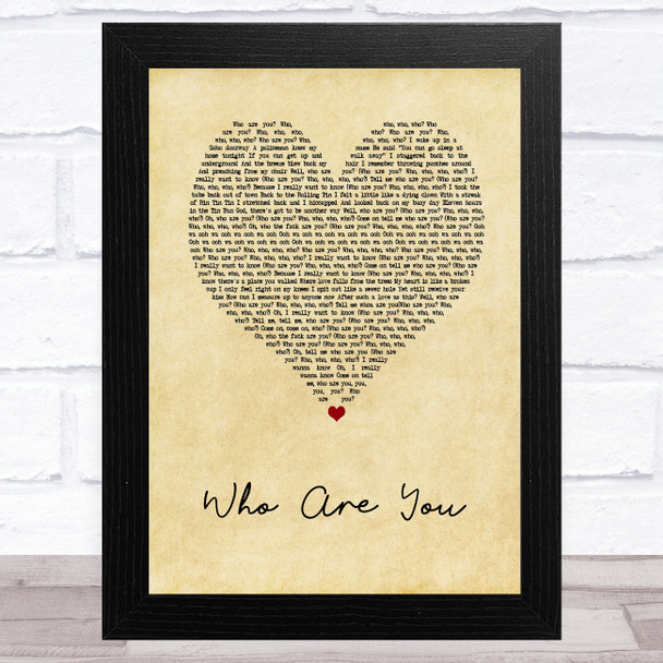 The Who Who Are You Vintage Heart Song Lyric Music Art Print