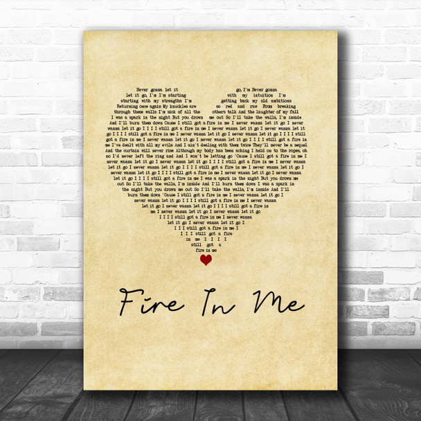 John Newman Fire In Me Vintage Heart Song Lyric Music Art Print