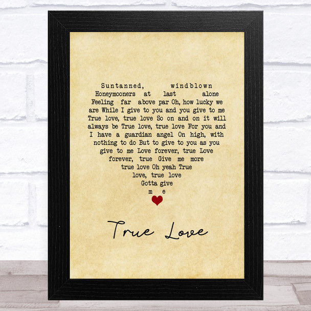 Elton John & Kiki Dee True Love Vintage Heart Song Lyric Music Art Print